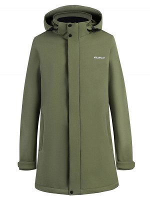 Парка спортивная мужская с капюшоном softshell цвета хаки 9565Kh