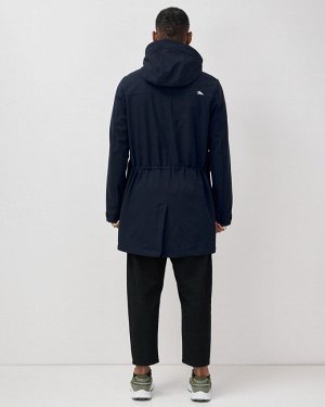 Парка спортивная мужская с капюшоном softshell темно-синего цвета 9565TS