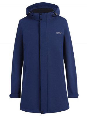 Парка спортивная мужская с капюшоном softshell темно-синего цвета 9565TS