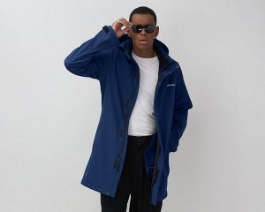 Парка спортивная мужская с капюшоном softshell синего цвета 9565S