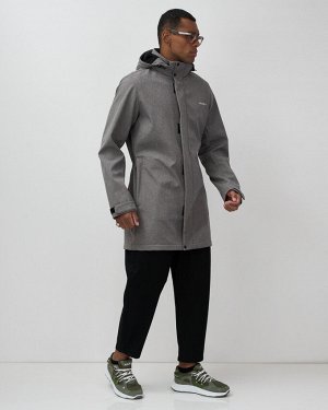 Парка спортивная мужская с капюшоном softshell серого цвета 9565Sr