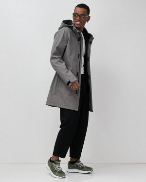 Парка спортивная мужская с капюшоном softshell серого цвета 9565Sr