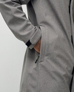 Парка спортивная мужская с капюшоном softshell серого цвета 9565Sr