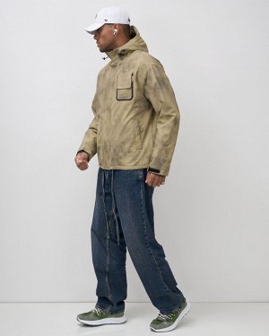 Куртка спортивная мужская весна осень бежевого цвета 25473B