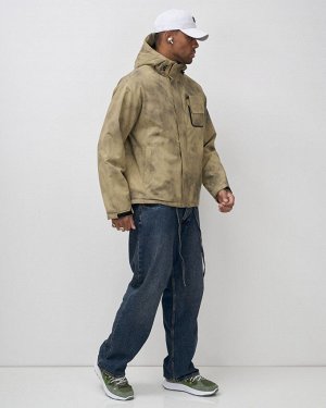 Куртка спортивная мужская весна осень бежевого цвета 25473B