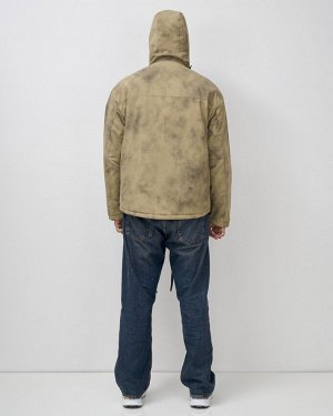 Куртка спортивная мужская весна осень бежевого цвета 25473B