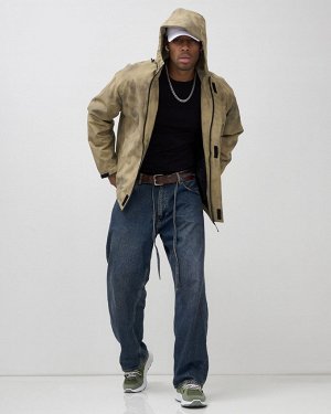 Куртка спортивная мужская весна осень бежевого цвета 25473B