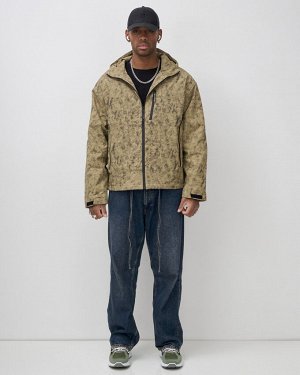 Куртка спортивная мужская весна осень бежевого цвета 25470B