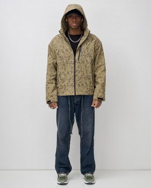 Куртка спортивная мужская весна осень бежевого цвета 25470B