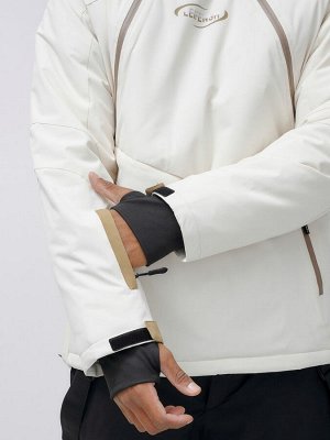 Горнолыжный костюм анорак мужской зимний белого цвета 389Bl