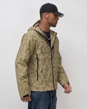 Куртка спортивная мужская весна осень бежевого цвета 25470B