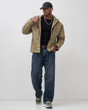 Куртка спортивная мужская весна осень бежевого цвета 25470B