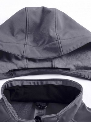 Парка спортивная женская с капюшоном softshell темно-серого цвета 9568TC