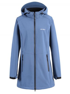 Парка спортивная женская с капюшоном softshell синего цвета 9568S