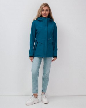 Ветровка спортивная женская с капюшоном softshell синего цвета 9566S