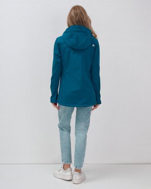 Ветровка спортивная женская с капюшоном softshell синего цвета 9566S