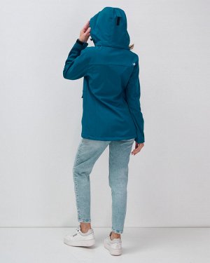 Ветровка спортивная женская с капюшоном softshell синего цвета 9566S