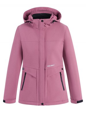 Ветровка спортивная женская с капюшоном softshell малинового цвета 9566M