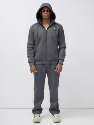 Спортивный костюм мужской зимний с начесом серого цвета 7332Sr
