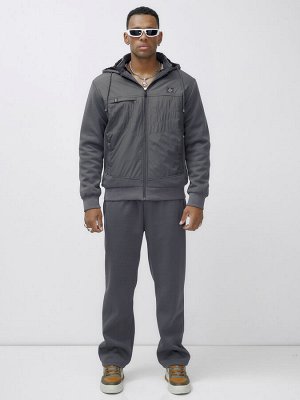 Спортивный костюм мужской зимний с начесом серого цвета 7336Sr