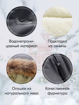 Куртка парка зимняя подростковая для мальчика с капюшоном и мехом черного цвета 9447Ch