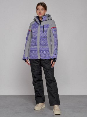 Горнолыжная куртка женская зимняя фиолетового цвета 2272F