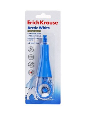 Корректирующая лента 4,2 мм х 8 м, ErichKrause Arctic white, супер-белая, резиновый держатель, блистер