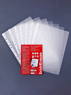 Файл - вкладыш ErichKrause Glossy Clear, А4, 60 мкм, глянцевый, вертикальный, 100 штук