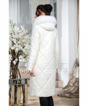 Белое пальто для зим из экокожиАртикул: NS-1806-2-110-BL-P