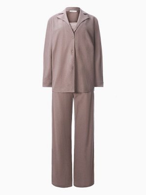 Костюм женский (рубашка, брюки, топ) KAFTAN Base, кофейный