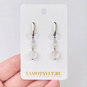 Серьги из Розового кварца и Голубого агата