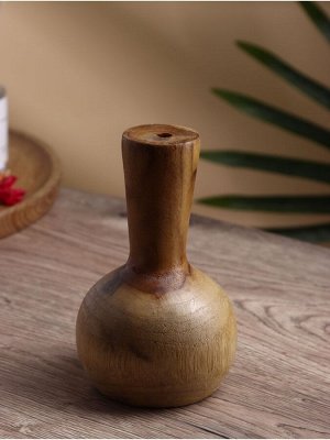 Ваза для сухоцветов «Виолетта», 10x10x15 см, дерево Джати, коричневая