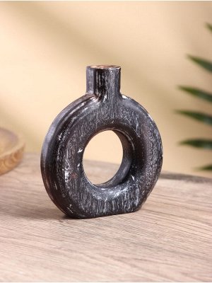 Ваза для сухоцветов «Сканди», 12x3x13 см, дерево Джати, тёмно-коричневая