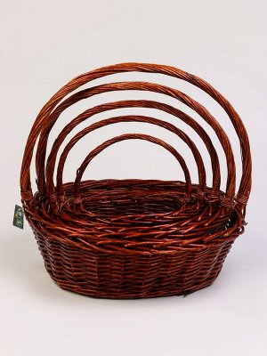 Набор плетёных корзин, 5 шт.: 50x42x15 см, 43x36x14 см, 37x30x12 см, 32x24x10 см, 26x20x9 см, ива, коричневый