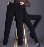 Брюки утепленные с высокой талией, черный