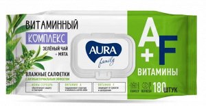 Салфетки влажные антибактериальные AURA Family 180шт
