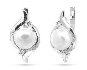 Серьги из серебра жемчуг, С1636