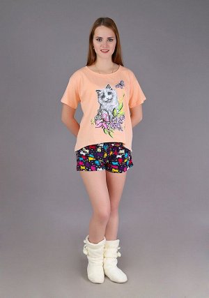 Пижама Алёна (кошка в цветах)