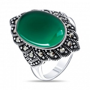 Серебряное кольцо с агатом зелёным и агатом зелёным синт. HR-178-GR