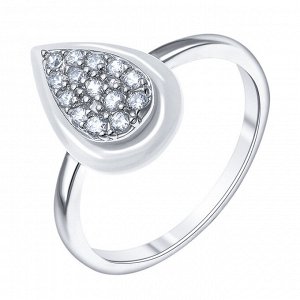Серебряное кольцо с керамикой и фианитом ZCR-2276-W