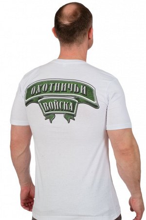 Футболка Дизайнерская футболка с изображением охотничьего герба.(Белая) Нечего надеть на рыбалку? Держи! №327
