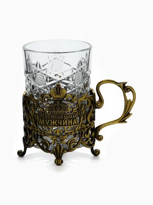 Подстаканник со стаканом «Настоящий мужчина»,12.5x12.5x13 см, коллекционный, в подарочной упаковке