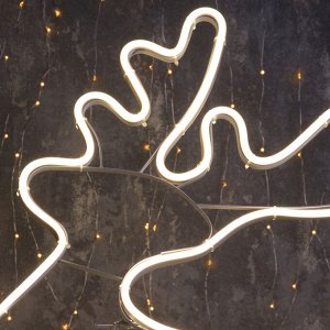 Неоновая фигура «Олень летящий», 70 x 70 см, 480 LED, 220 В, свечение тёплое белое