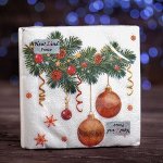 Новогодние салфетки бумажные Fresco &quot;Новогодний кант&quot;, 2 слоя, 33*33 см, 20 листов