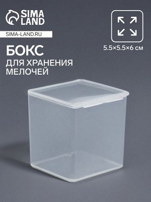 Бокс для хранения мелочей, 5.5x5.5x6 см, прозрачный
