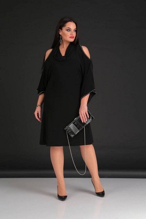 Платье Платье VIOLA 0804 черное 
Состав ткани: ПЭ-95%; Спандекс-5%; 
Рост: 164 см.

Платье женское полуприлегающего силуэта. Горловина округлой формы, выполнена в виде хомута. Платье длиной чуть ниже