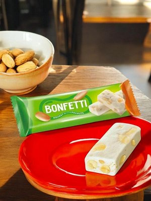 Батончик из ванильной нуги с добавлением арахиса мягкой обжарки. Bonfetti, 25 г