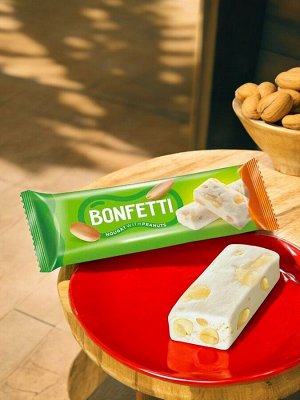 Батончик из ванильной нуги с добавлением арахиса мягкой обжарки. Bonfetti, 25 г