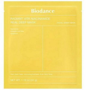 Гидрогелевая маска с ниацинамидом для сияния кожи Biodance Radiant Vita Niacinamide Real Deep Mask, 34г