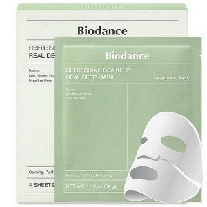 (Набор) Гидрогелевая маска из морских водорослей Biodance Refreshing Sea Kelp Real Deep Mask, 4шт *34г